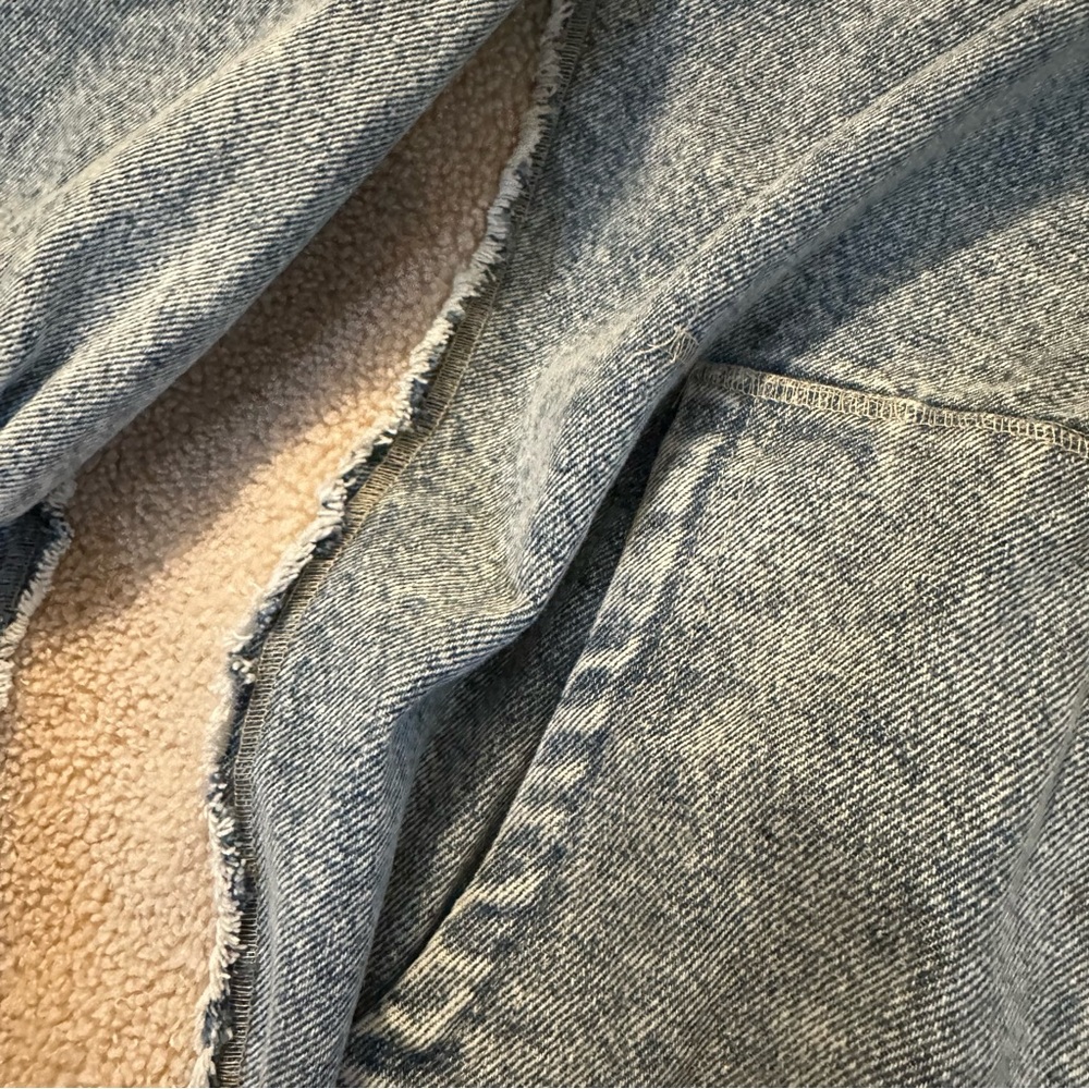 BiBi Blue Denim and Cream Sherpa Hooded Jacket - Picture 8 of 12